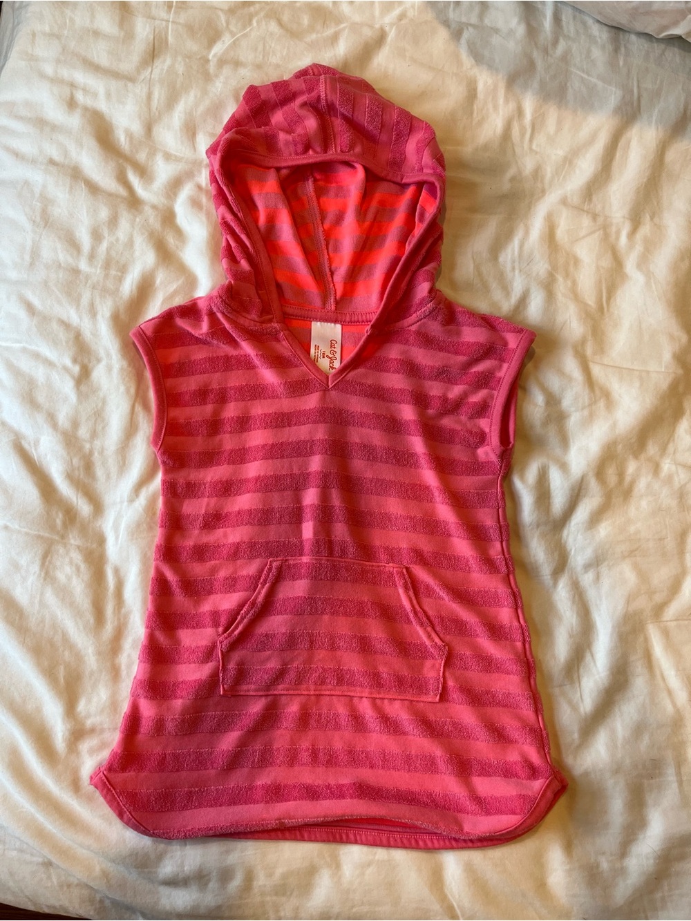 Cat & Jack Pink Striped Hooded Terry Tunic coverup